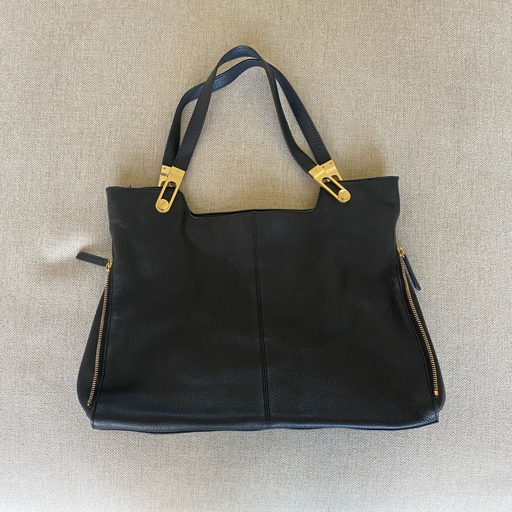 Vince Camuto Jax black with gold Leather Tote